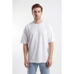 Mixima Erkek Basic Tişört %100 Pamuk Oversize Kalıp Günlük Spor T-Shirt - Beyaz - XL