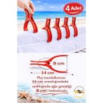 MixmioLife Havlu Mandalı 14CM Xxl Havlu Tutucu Mandal Güçlü Plastik Şezlong Klipsi - Kırmızı - Yetişkin