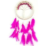 Mixperi Fuşya Kuş Tüylü Hayat Ağacı Dream Catcher Duvar Süsü