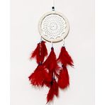 Mixperi Kırmızı Kuş Tüylü Dream Catcher El Yapımı Düş Kapanı Duvar Süsü