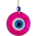 Mixperi Mini Boy Şeffaf Pembe Nazar Boncuklu Duvar Süsü 10 Cm Cam Duvar Dekoru