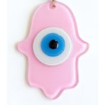 Mixperi Nazar Boncuklu Pembe Renk Fatma Ana Bereket Eli Cam Duvar Süsü