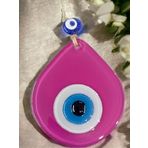 Mixperi Orta Boy Pembe Damla Desen Nazar Boncuklu Duvar Dekoru Cam Duvar Süsü