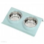 Mixpet 2'li Yeşil 37.5x24x7.5 cm Renkli Çelik Kaseli Mama ve Su Kabı