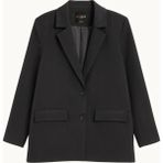 Mixray 4786 Kadın Oversize Kruvaze Blazer Ceket Siyah