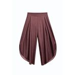 Mixray 4897 Kadın Yırtmaçlı Pileli Asimetrik Dökümlü Pantolon Bordo