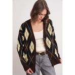 Mixray 6937 Kadın Baklava Desenli Oversize Triko Hırka Kahve