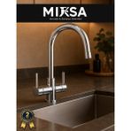Mixsa Krom Baston Borulu 3 Girişli Arıtmalı Mutfak Eviye Bataryası Musluğu