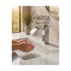 MİXSA Krom Kare Lavabo Bataryası - Şelale Akışlı Modern Banyo Musluğu Sabit Lavabo Çift Su Girişli