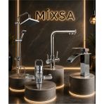 Mixsa Krom Robot Duş Seti 3 Yollu Premium Arıtmalı Mutfak Bataryası Lüx Banyo Bataryası Şelale Akışlı Lavabo Bataryası 4'lü Set