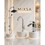 Mixsa Lüx 3'lü Set Robot Duş Seti Premium Valor Mutfak Bataryası Şelale Akışlı Lavabo Bataryası 3'lü Set