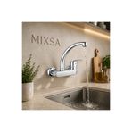 MİXSA Lüx Duvardan Çift Su Girişli Mutfak-Banyo Lavabo Bataryası Çeşmesi Musluğu
