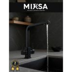 Mixsa Lüx Kare Arıtmalı Siyah Eviye Mutfak Bataryası (Sıcak-Soğuk Girişli, Pirinç Malzeme, Paslanmaz)