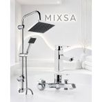 Mixsa Lüx Premium Krom Robot Duş Seti Kare Banyo-Lavabo Bataryası 3'lü Set Kare Model Şık Tasarım Avantaj Seti