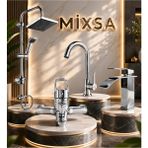 Mixsa Premium 4'lü Set Robot Duş Seti Krom Banyo Bataryası Lüx Mutfak Bataryası Şelale Akışlı Lavabo Bataryası 4'lü Set