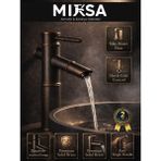Mixsa Premium Bambu Siyah Eskitme Hissiyatlı Banyo Lavabo Bataryası Çeşmesi Musluğu Modern Musluk