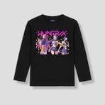 Mixxi Fashion Kpop Demon Hunters Huntrix Uzun Kollu Baskılı Kız Çocuk Tişört (4-13 Yaş) - Siyah - 6 - 8 Yaş