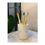 Miya Art Studio Beton Diş Fırçalık Beyaz Gold Mermer Desen