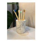 Miya Art Studio Beton Diş Fırçalık Siyah Beyaz Mermer Desen