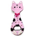 Miyav Kedi Mıknatıslı Şişe Kapak Açacağı, Buzdolabı Magnet Lila, 5.5x14 cm, Seramik Kaplama Kedili Açacak