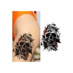 Miyoste Gerçek Dövme Görünümlü Kafatası Ve Gül Geçici Dövme 3 Boyutlu Tattoo