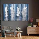 Miyrem (2281) Exclusive Serie" Beyaz Kuş Tüyleri Kanvas Tablo 50 x 70