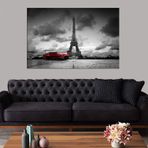Miyrem (2335) Exclusive Serie" Eyfel Kulesi ve Kırmızı Araba Kanvas Tablo 50 x 70