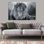 Miyrem (2731) Exclusive Serie" Siyah Beyaz Aslan Kanvas Tablo 50 x 70
