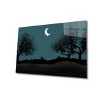 Miyrem Ay Balon Silüet Manzara Cam Tablo 30X45- myremNM18