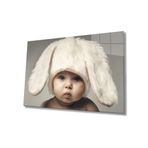 Miyrem Beyaz Şapkalı Bebek Cam Tablo 110X70- myrm7424