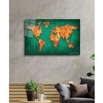 Miyrem Dünya Haritası Cam TabloCalligraphy36x23- myrm962