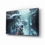 Miyrem Fütüristik Şemsiyeli Geyşa Cam Tablo 30X45- myremNM486