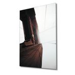 Miyrem Geometrik Mimari Kahverengi Beyaz Cam Tablo White Brown 110X70- myrm272