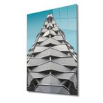 Miyrem Geometrik Mimari Mavi Beyaz Cam Tablo 4mmDayanıklı White Blue 36x23- myrm274