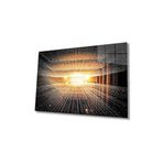 Miyrem Glasses Collection -A1^# Geometrik Işıklı Bina Cam Tablo 60X90/A3829