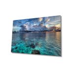 Miyrem Gün Batımı Deniz Bulut Mavi Cam Tablo 110X70- myrm11408