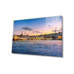 Miyrem Günbatımında İstanbul Deniz Manzarası Cam Tablo 36x23- myrm606