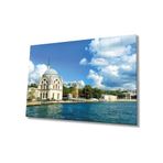 Miyrem İstanbul Camii Deniz Manzaralı Mavi Cam Tablo 36x23- myrm834