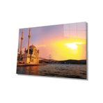 Miyrem İstanbul Gün Batımı Ortaköy Camii Cam Tablo 72X46- myrm691