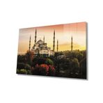 Miyrem İstanbul GünBatımı Sultan Ahmet Camii Cam Tablo 110X70- myrm656