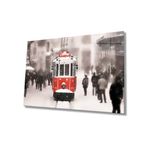 Miyrem İstanbul Kış Tramvay Manzaralı Cam Tablo 110X70- myrm912