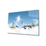 Miyrem İstanbul Manzarası Uçan Balon Cam Tablo 72X46- myrm935
