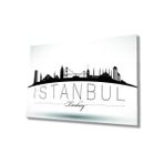 Miyrem İstanbul Turkey Yazılı Siyah Beyaz Cam Tablo 110X70- myrm876