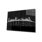 Miyrem İstanbul Turkey Yazılı Siyah Beyaz Cam Tablo 36x23- myrm838
