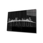 Miyrem İstanbul Turkey Yazılı Siyah Beyaz Cam Tablo 72X46- myrm839