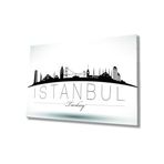 Miyrem İstanbul Turkey Yazılı Siyah Beyaz Cam Tablo 72X46- myrm875