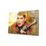 Miyrem Kadınlar Asker Üniformalı Cam Tablo 36x23- myrm9078