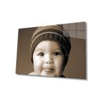 Miyrem Kahverengi Şapkalı Bebek Cam Tablo 36x23- myrm7458