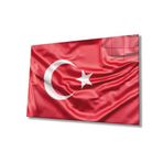 Miyrem Kırmızı Dalgalı Türk Bayrağı Cam Tablo 72X46- myrm1823