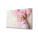Miyrem Pembe Şapkalı Bebek Cam Tablo 110X70- myrm7420